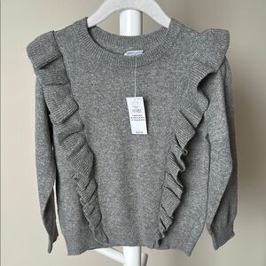 ✨NEW Gap Long Sleeve Gray Ruffle Knit Sweater Size 4